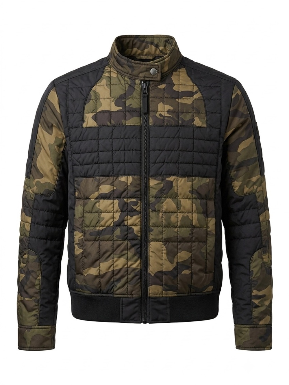 Camo Mixed-Media Quilted Puffer Jacket - Men’s Small